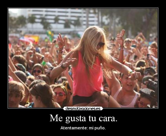 Me gusta tu cara. - Atentamente: mi puño.