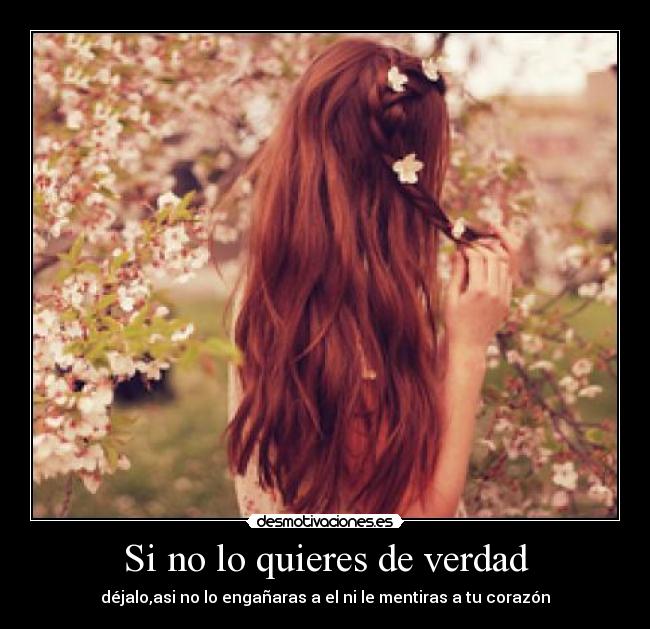 Si no lo quieres de verdad - déjalo,asi no lo engañaras a el ni le mentiras a tu corazón