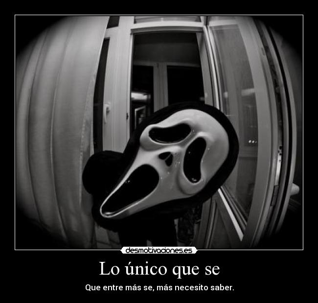 Lo único que se - Que entre más se, más necesito saber.
