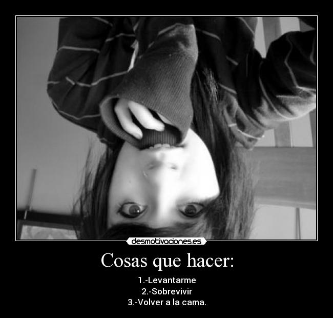 Cosas que hacer: - 1.-Levantarme
2.-Sobrevivir
3.-Volver a la cama.