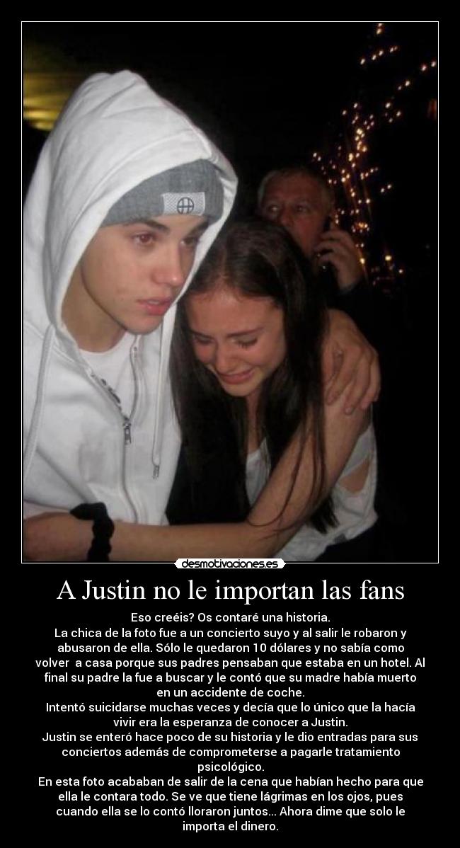 carteles justin bieber con una fan que pobre solo pasaban desgracias desmotivaciones