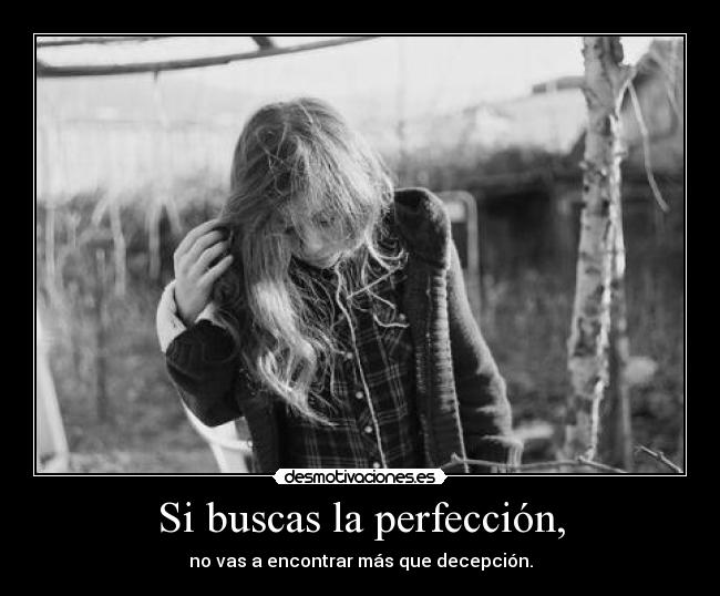 Si buscas la perfección, - no vas a encontrar más que decepción.