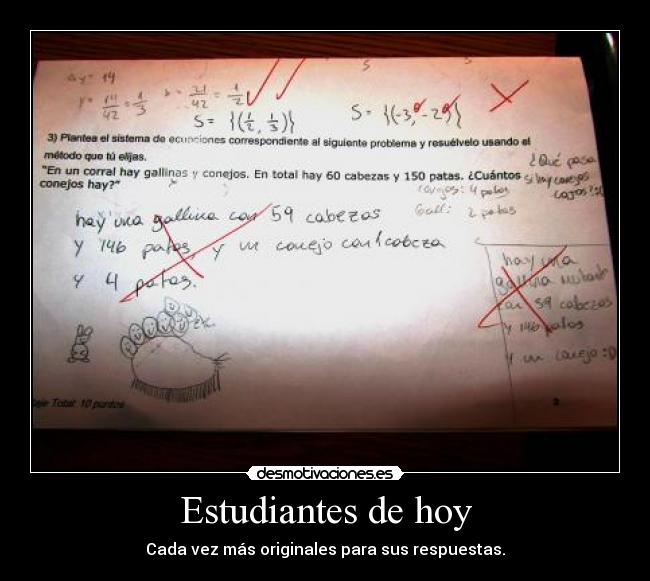Estudiantes de hoy - Cada vez más originales para sus respuestas.
