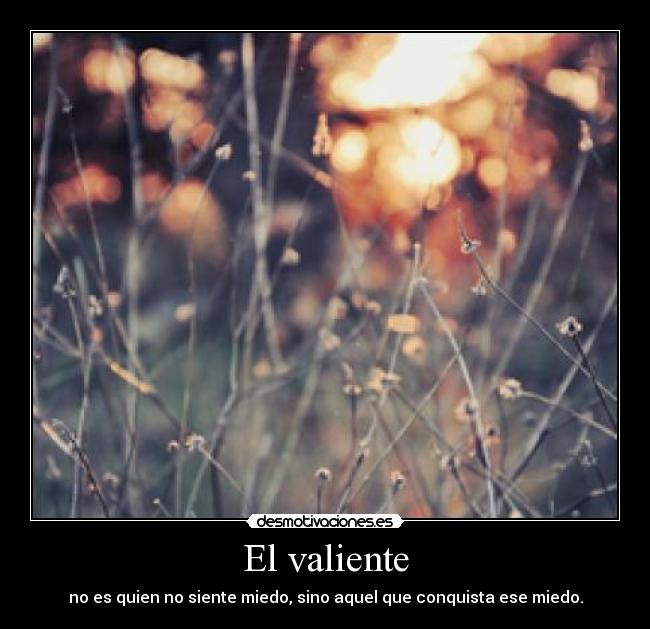 El valiente - no es quien no siente miedo, sino aquel que conquista ese miedo.