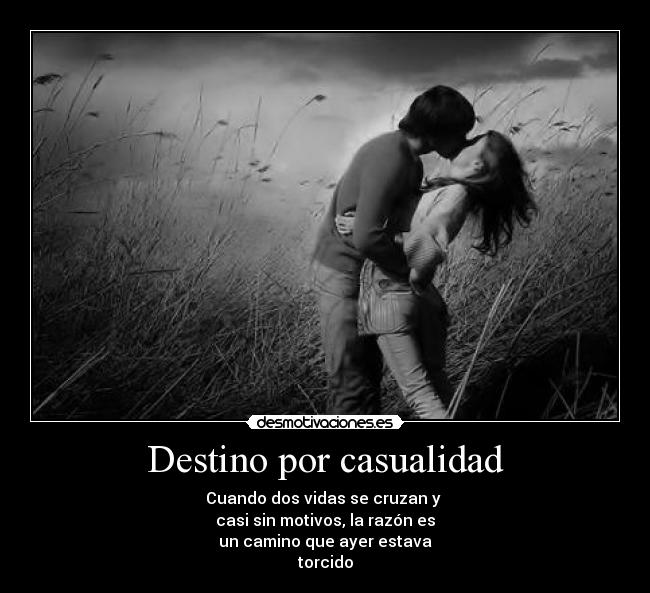 Destino por casualidad - Cuando dos vidas se cruzan y 
casi sin motivos, la razón es
 un camino que ayer estava 
torcido