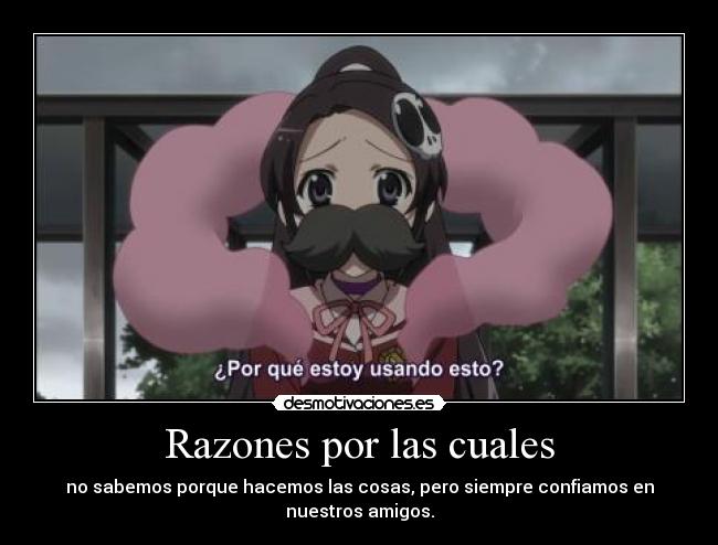 Razones por las cuales - no sabemos porque hacemos las cosas, pero siempre confiamos en nuestros amigos.
