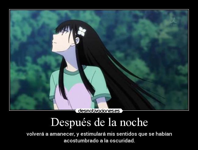 Después de la noche - volverá a amanecer, y estimulará mis sentidos que se habían
acostumbrado a la oscuridad.