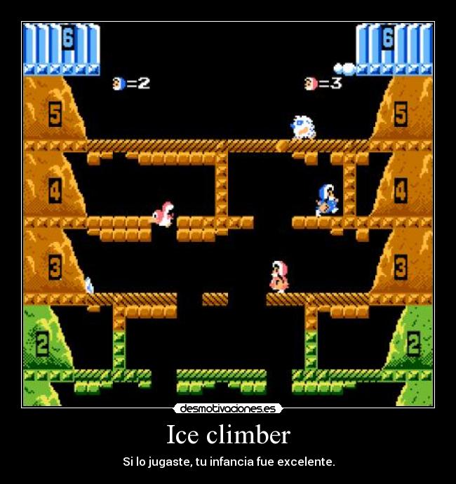 carteles ice climber gran juego pajaros oso polar diversion nintendo desmotivaciones