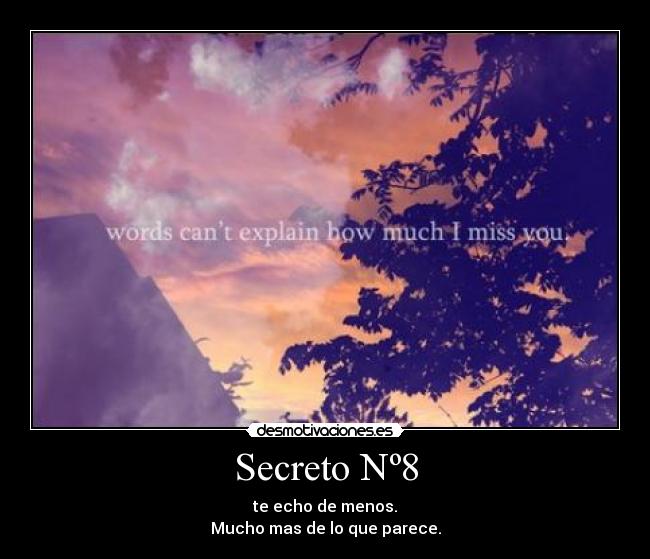 Secreto Nº8 - te echo de menos.
Mucho mas de lo que parece.