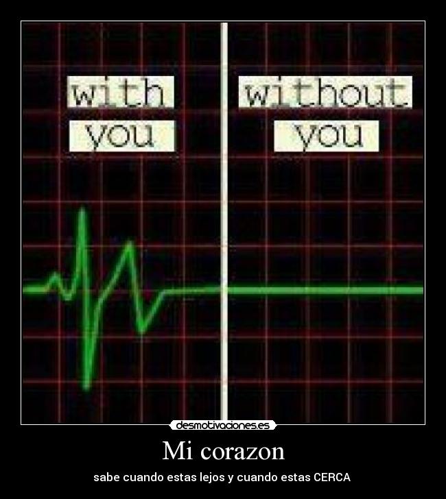 Mi corazon - sabe cuando estas lejos y cuando estas CERCA