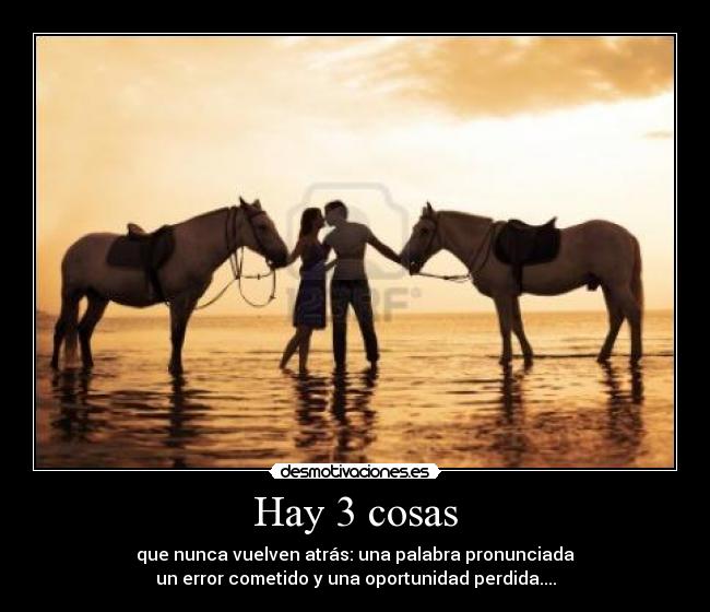 Hay 3 cosas - que nunca vuelven atrás: una palabra pronunciada
un error cometido y una oportunidad perdida....