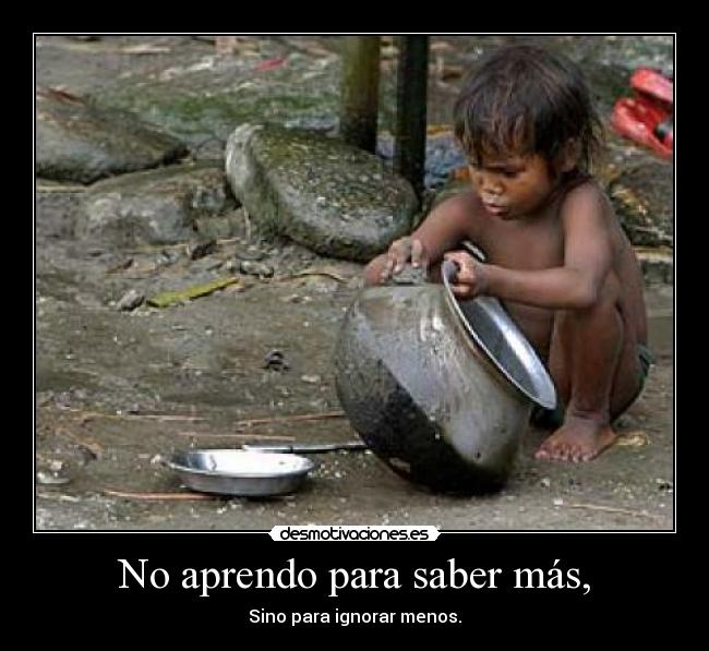 No aprendo para saber más, -