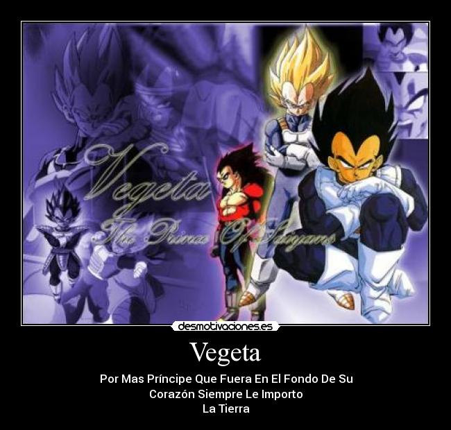 Vegeta - Por Mas Príncipe Que Fuera En El Fondo De Su
Corazón Siempre Le Importo
La Tierra