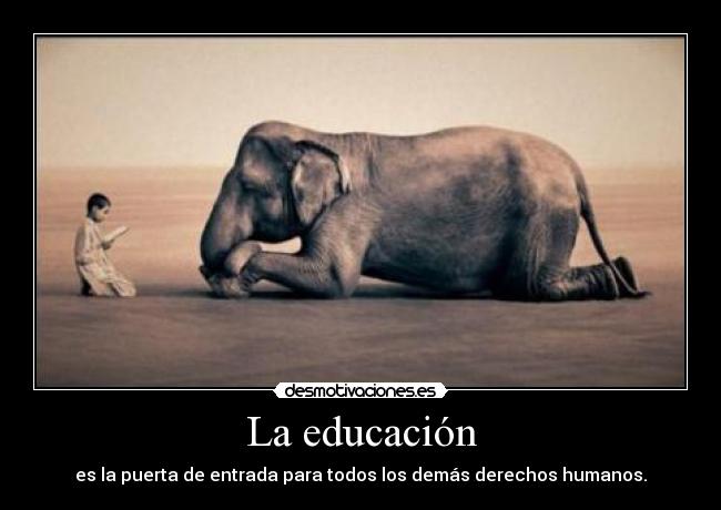 La educación - es la puerta de entrada para todos los demás derechos humanos.