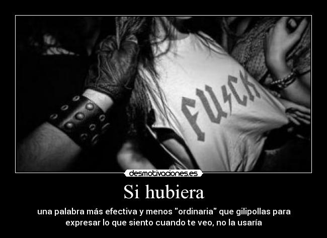 Si hubiera - una palabra más efectiva y menos ordinaria que gilipollas para
expresar lo que siento cuando te veo, no la usaría