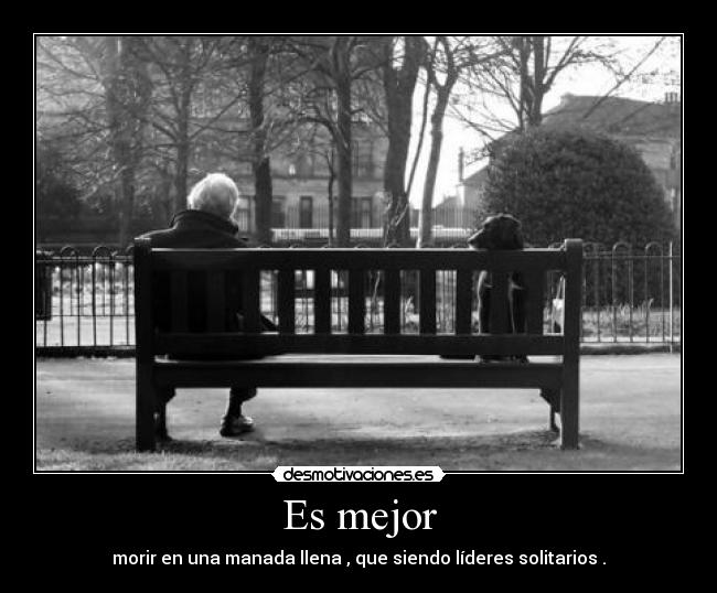 Es mejor - morir en una manada llena , que siendo líderes solitarios .