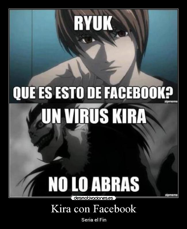 carteles facebook klanotaku anime deathnote kira desmotivaciones