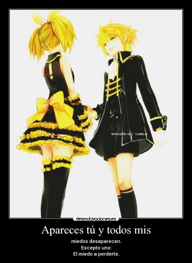 carteles anime rin len kagamine miedo perderte amarillo manga desmotivaciones