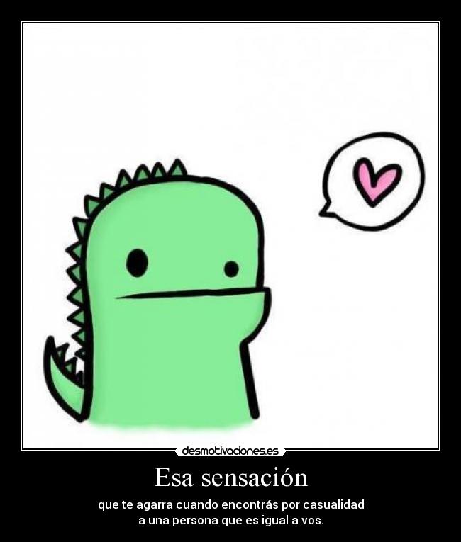 Esa sensación - que te agarra cuando encontrás por casualidad
a una persona que es igual a vos.