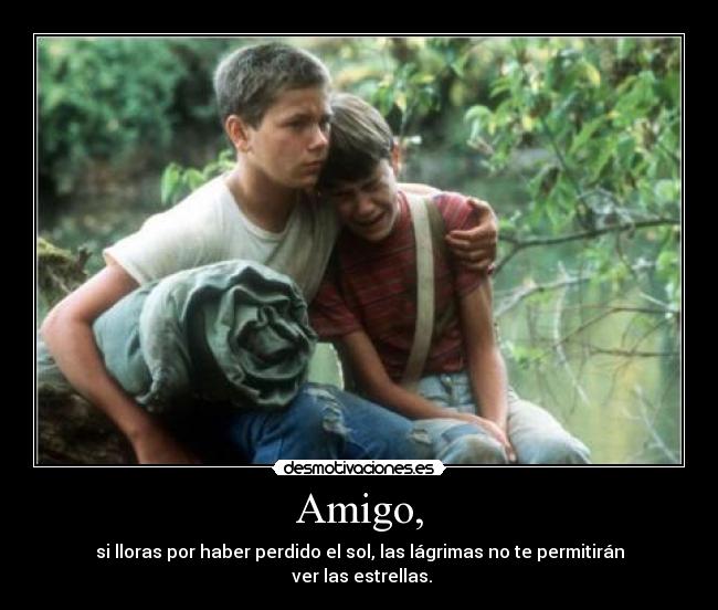 Amigo, - si lloras por haber perdido el sol, las lágrimas no te permitirán
 ver las estrellas.