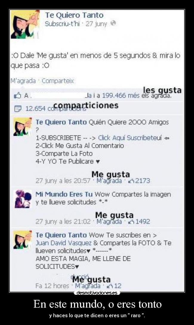 En este mundo, o eres tonto - y haces lo que te dicen o eres un  raro .