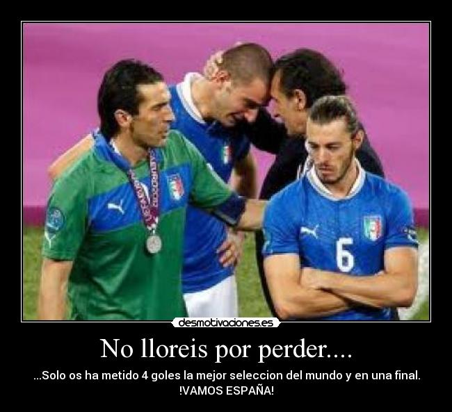 No lloreis por perder.... - ...Solo os ha metido 4 goles la mejor seleccion del mundo y en una final.
!VAMOS ESPAÑA!