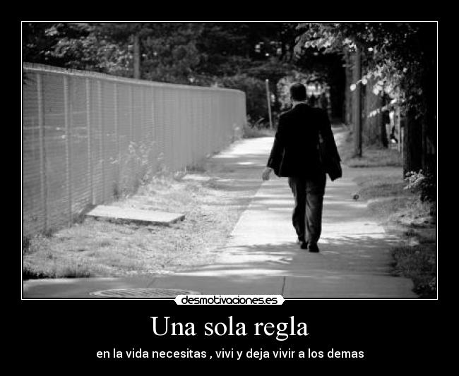 Una sola regla - en la vida necesitas , vivi y deja vivir a los demas