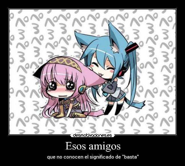 carteles amigos vocaloid megurine luka hatsune miku neko chibi yuri desmotivaciones