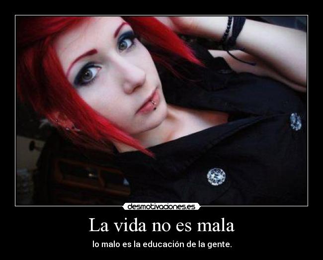 La vida no es mala - lo malo es la educación de la gente.