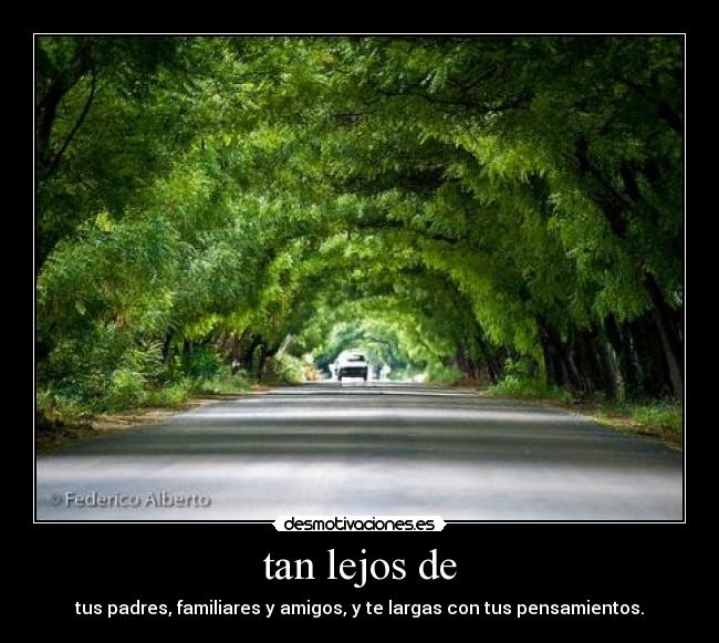 tan lejos de - tus padres, familiares y amigos, y te largas con tus pensamientos.