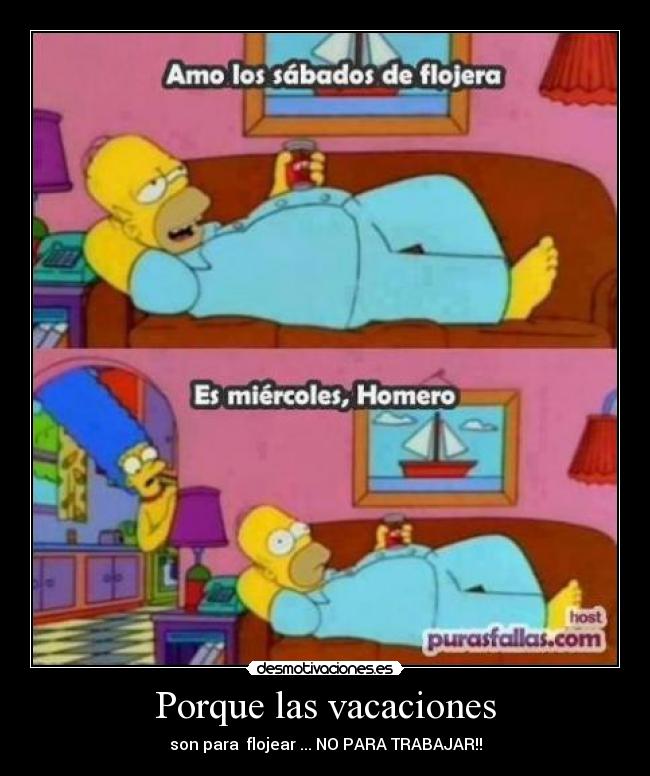 Porque las vacaciones - son para flojear ... NO PARA TRABAJAR!!