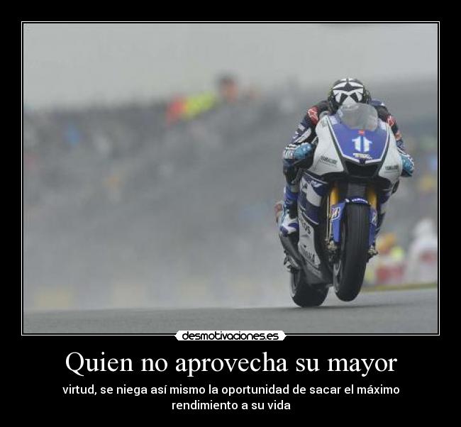 Quien no aprovecha su mayor - virtud, se niega así mismo la oportunidad de sacar el máximo rendimiento a su vida