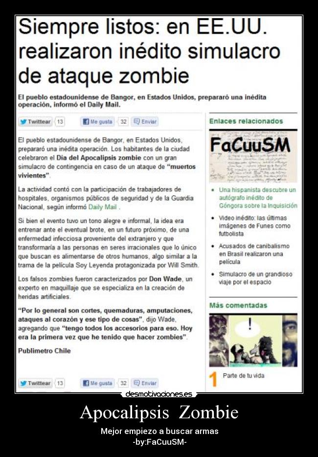 Apocalipsis  Zombie - Mejor empiezo a buscar armas
-by:FaCuuSM-