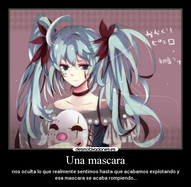 carteles miku vocaloid hatsune karakuri pierrot mascara ocultar desmotivaciones