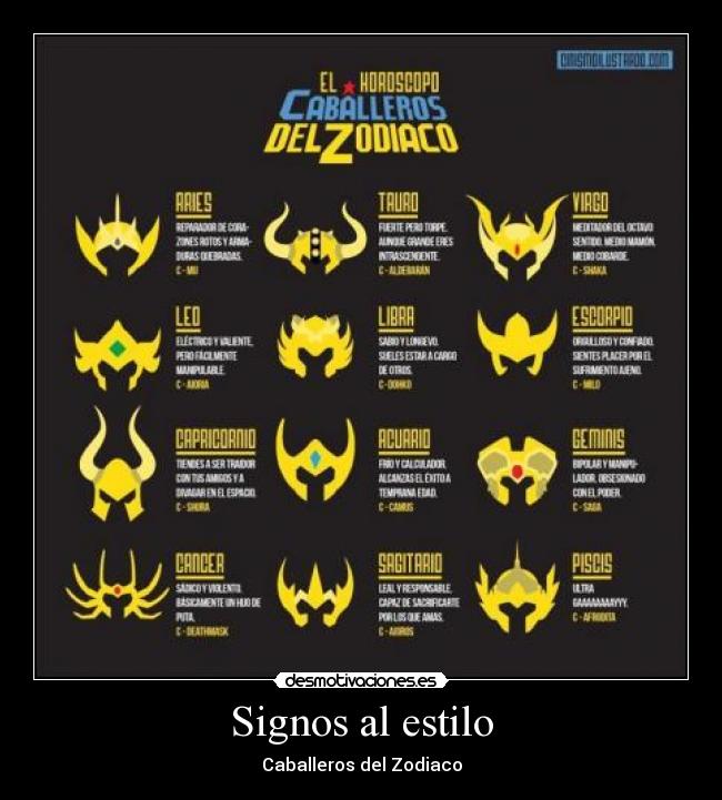 Signos al estilo - Caballeros del Zodiaco