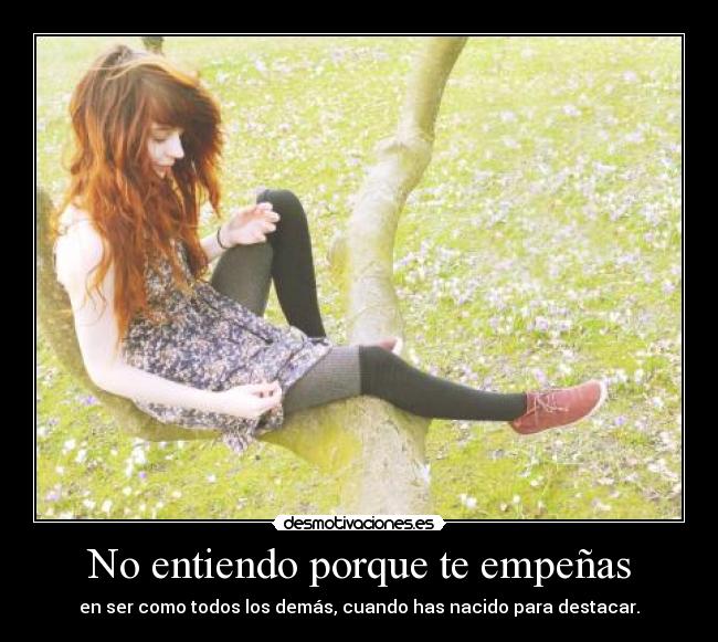 No entiendo porque te empeñas - en ser como todos los demás, cuando has nacido para destacar.