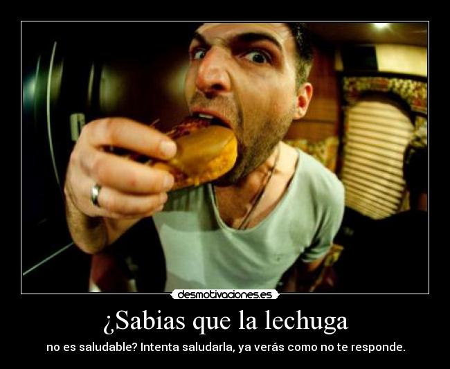 ¿Sabias que la lechuga - no es saludable? Intenta saludarla, ya verás como no te responde.