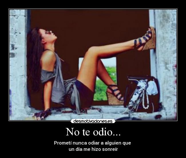 No te odio... - Prometí nunca odiar a alguien que
un día me hizo sonreír