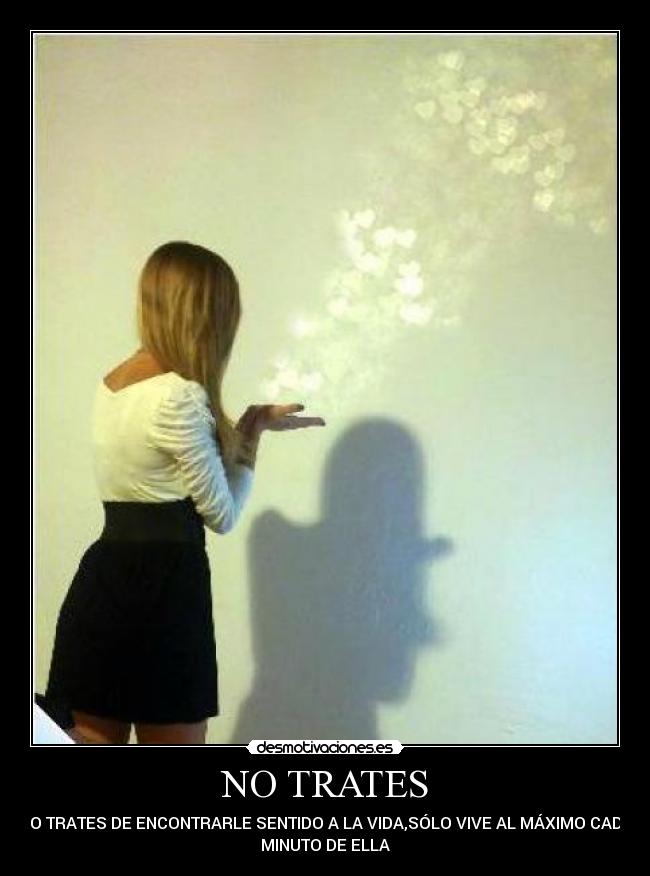NO TRATES - NO TRATES DE ENCONTRARLE SENTIDO A LA VIDA,SÓLO VIVE AL MÁXIMO CADA
MINUTO DE ELLA