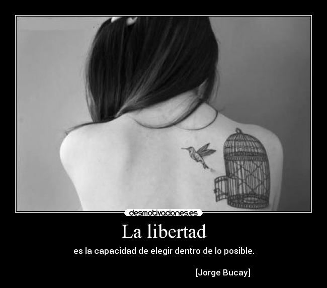 La libertad - es la capacidad de elegir dentro de lo posible.
 
                                                           [Jorge Bucay]