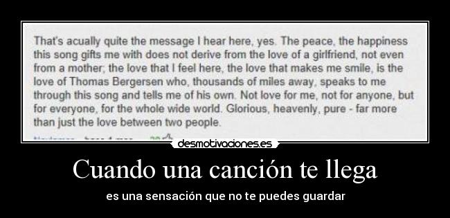 Cuando una canción te llega - es una sensación que no te puedes guardar