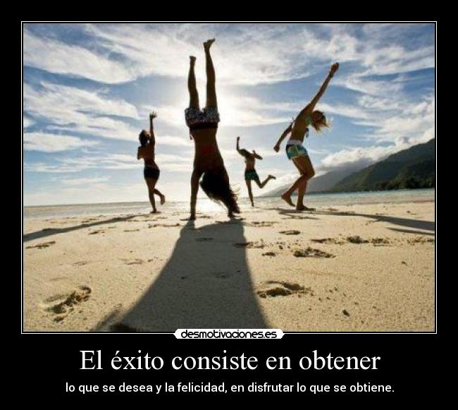 El éxito consiste en obtener - lo que se desea y la felicidad, en disfrutar lo que se obtiene.