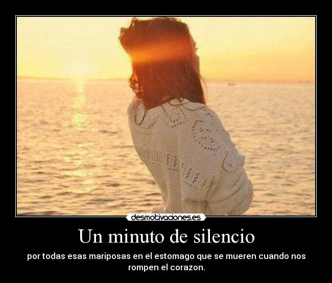 Un minuto de silencio - por todas esas mariposas en el estomago que se mueren cuando nos
rompen el corazon.