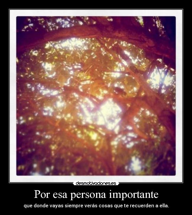 Por esa persona importante - que donde vayas siempre verás cosas que te recuerden a ella.