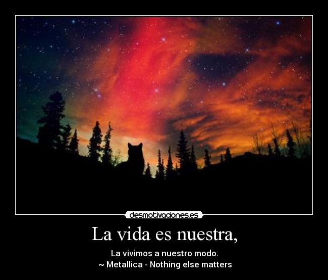 La vida es nuestra, - La vivimos a nuestro modo.
 ~ Metallica - Nothing else matters