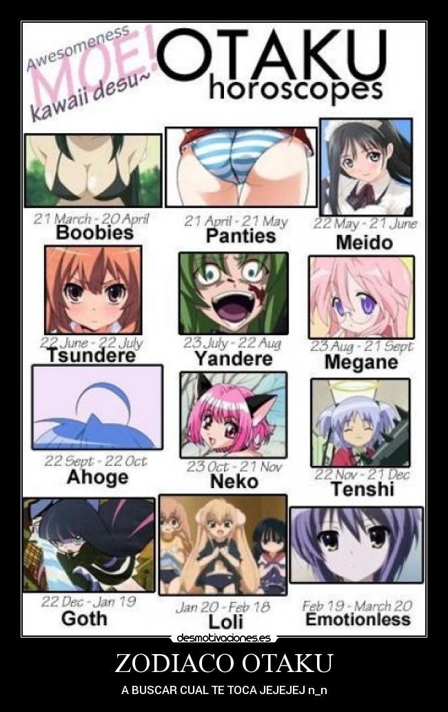 ZODIACO OTAKU - A BUSCAR CUAL TE TOCA JEJEJEJ n_n