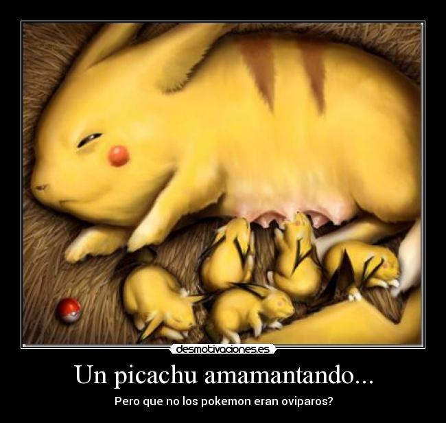 Un picachu amamantando... - Pero que no los pokemon eran oviparos?
