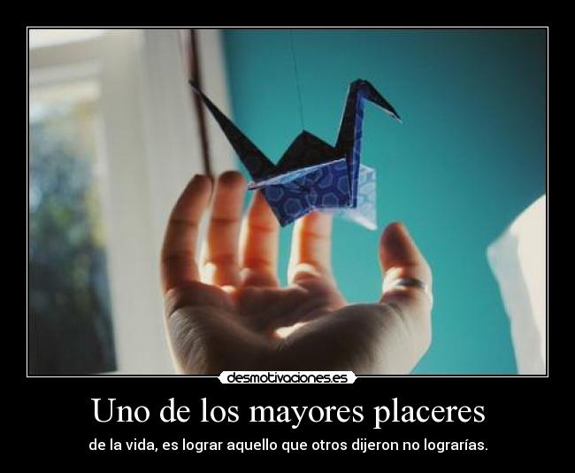 Uno de los mayores placeres - de la vida, es lograr aquello que otros dijeron no lograrías.