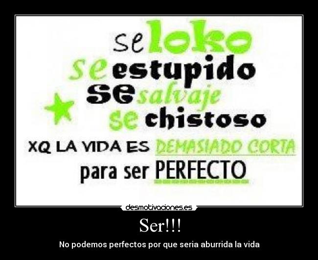 Ser!!! - No podemos perfectos por que seria aburrida la vida