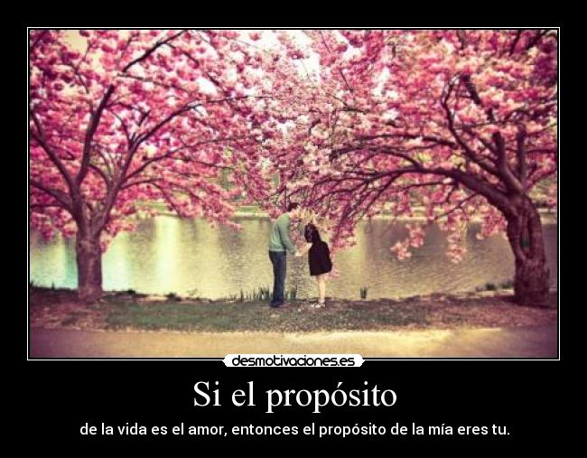 Si el propósito - de la vida es el amor, entonces el propósito de la mía eres tu.